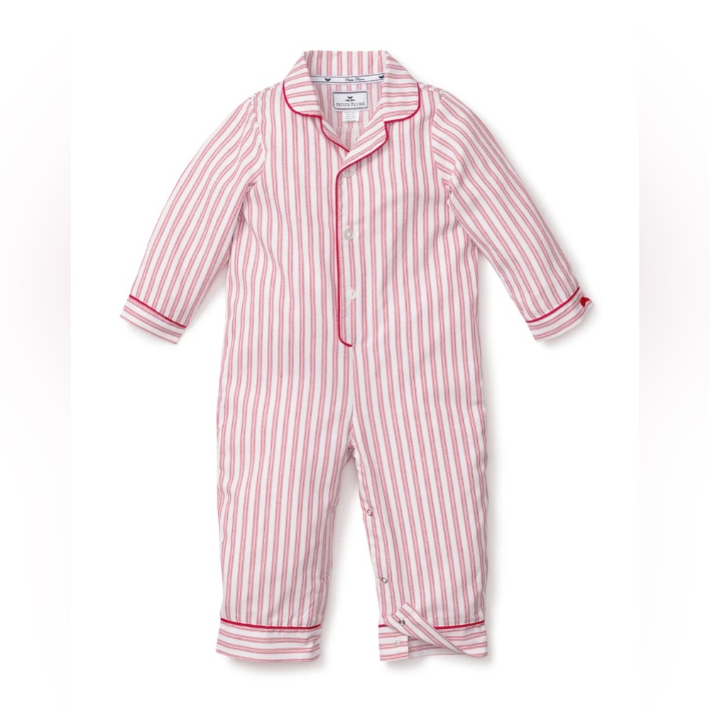 Baby's Twill Classic Romper in Antique Red Ticking
